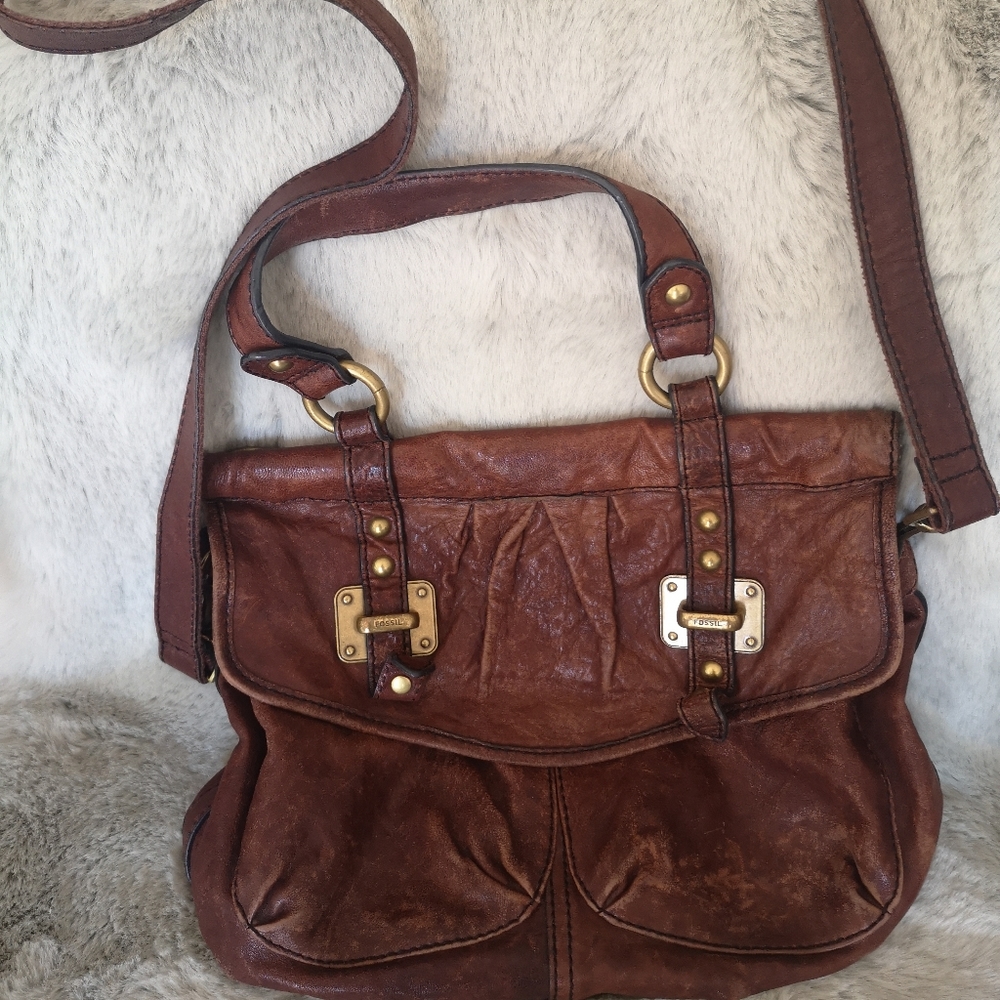fossil leather crossbody bag - Picture 1 of 14